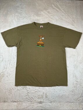 Vintage Over The Edge XL Cartoon Chihuahua Graphic T Shirt Olive Green | Novelty